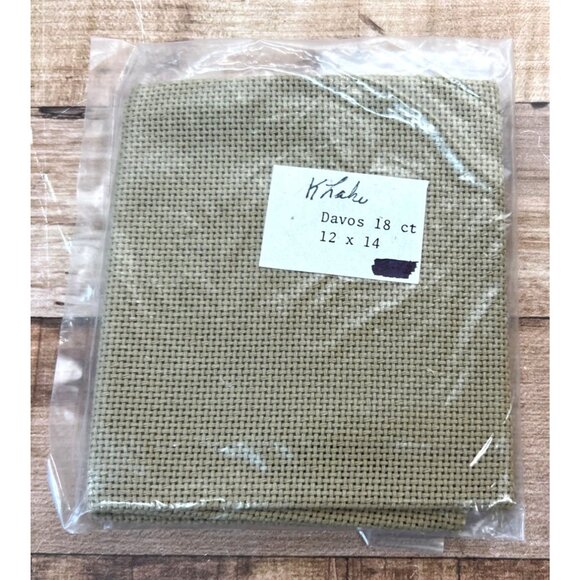 Khaki Davos 18 Count Cross Stitch Aida Fabric 12 X 14 Inches For Needlework And - Picture 1 of 2
